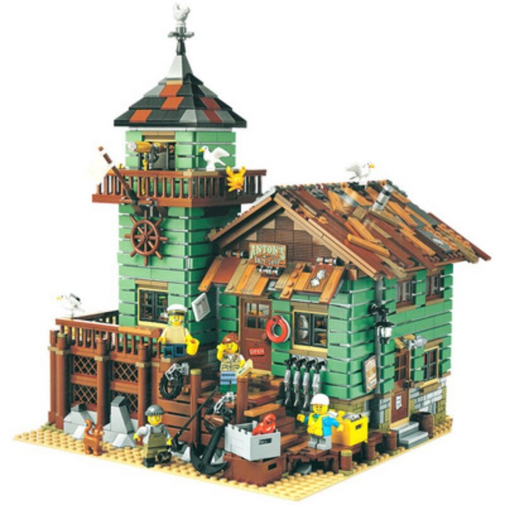 호환레고 모듈러 그린 그로서 10185 호환블럭, Fisherman 's Hut 2000 개