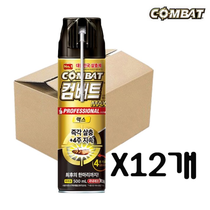 [무료배송]컴배트 프로페셔널 맥스(수성) 에어졸 500ml 바퀴벌레약, 12개