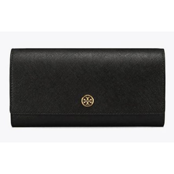 토리버치 [Tory Burch] ROBINSON ENVELOPE CONTINENTAL WALLET 46630 Black / Royal Navy