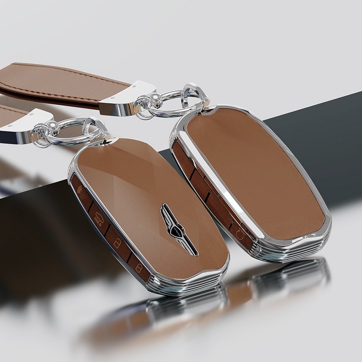 GV70 GV80 G80 G70 G90 제네시스 키케이스 소프트 가죽 호환상품, 제네시스 7버튼, 브라운