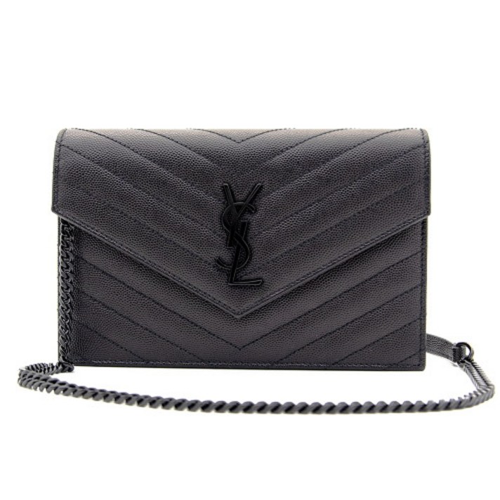SAINT LAURENT 모노그램 생 로랑 엔벨로프 체인 지갑 393953 BOW08 1000