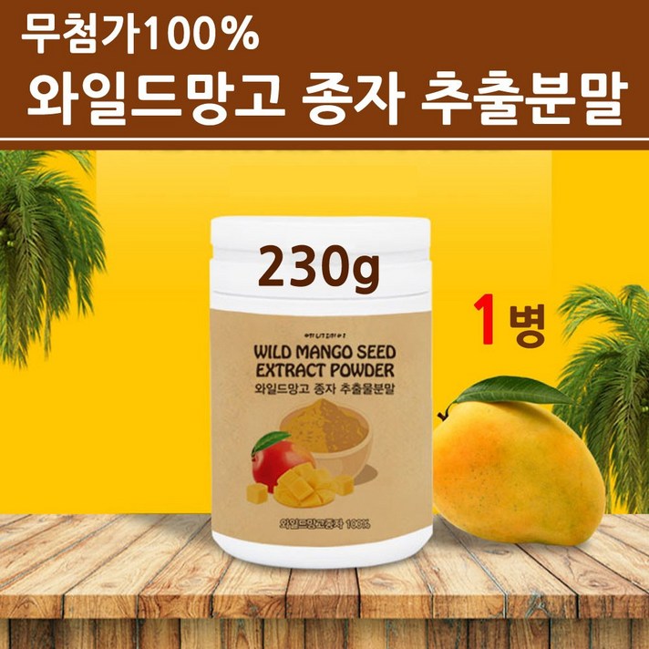 식약처검사 와일드망고 씨앗 분말 가루 100프로 추출물 추출분말 미국산 고농축 20배 과립형 아프리칸 야생망고 아프리카망고 종자 씨드 파우더 차 식이섬유 홈쇼핑 해외직구, 1병