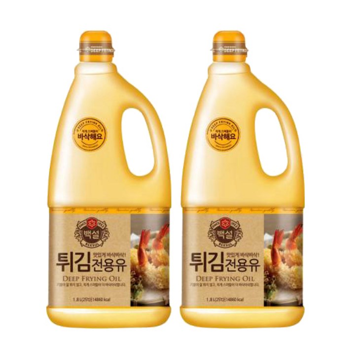 백설 명절 튀김전용 식용유 튀김유 1.8리터, 2통, 1.8L