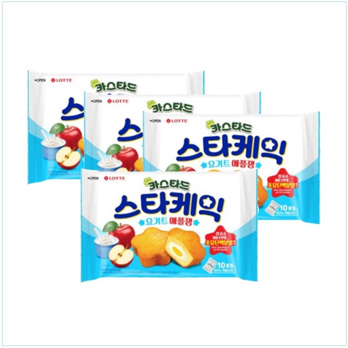 [롯데] 카스타드 스타케익 요거트애플잼 250g x 4개, 1