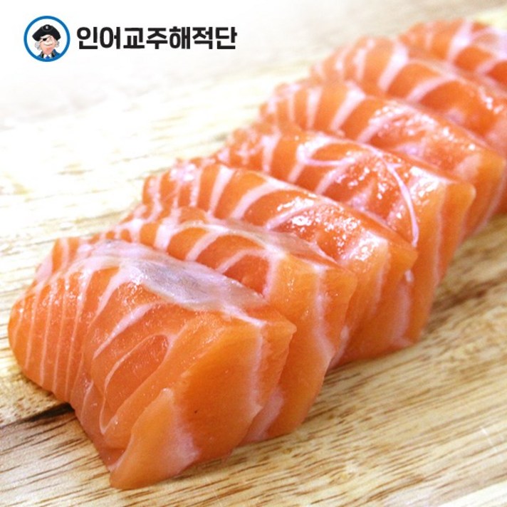 인어교주해적단 노르웨이산 연어회 스테이크용 생연어 300g 500g 1kg 반 마리 필렛, 1개, 몸통살 슬라이스 500g (2~3인분)
