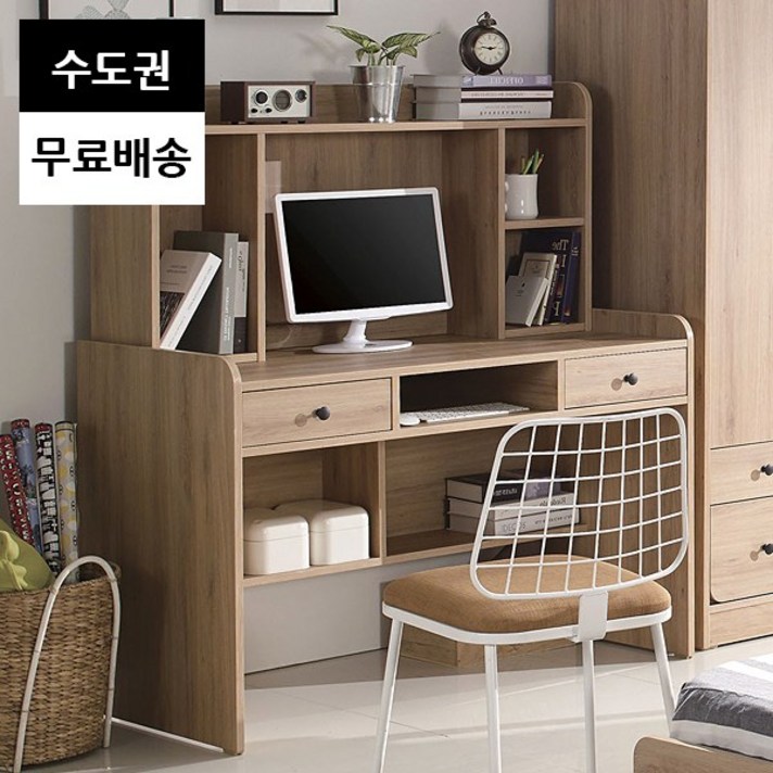 린 일자 책장 서랍형 학생 공부 주니어 책상(오크), 오크_편수책상세트