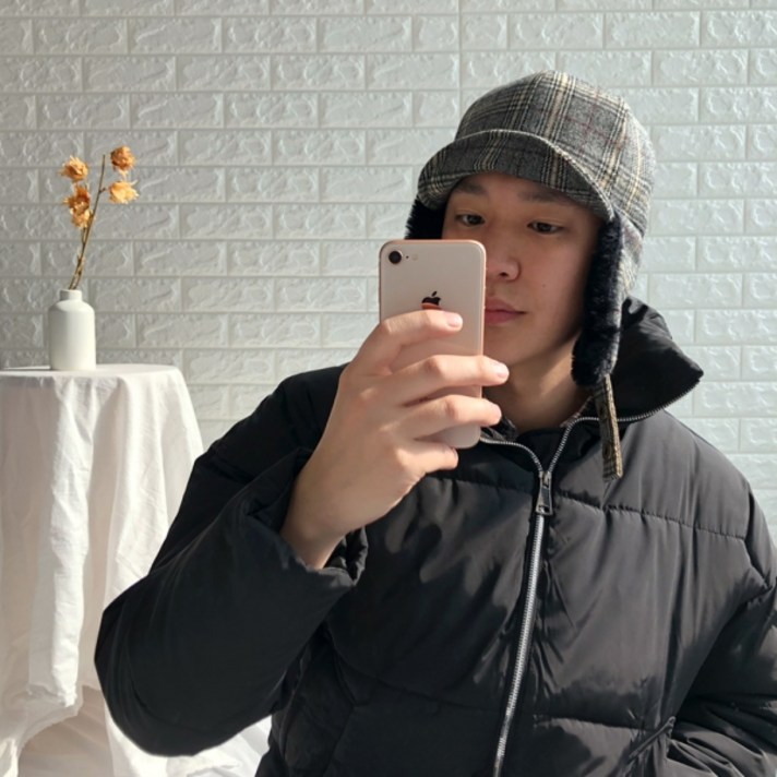 옷자락 겨울 빅사이즈 와이드 숏챙 글렌체크 털 귀달이모자