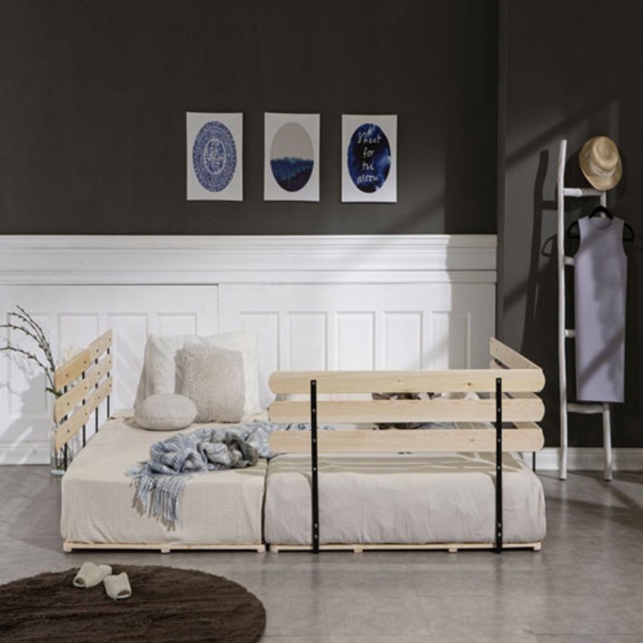 메리노가구 원목 안전가드 침대보호대 난간대, 3단96