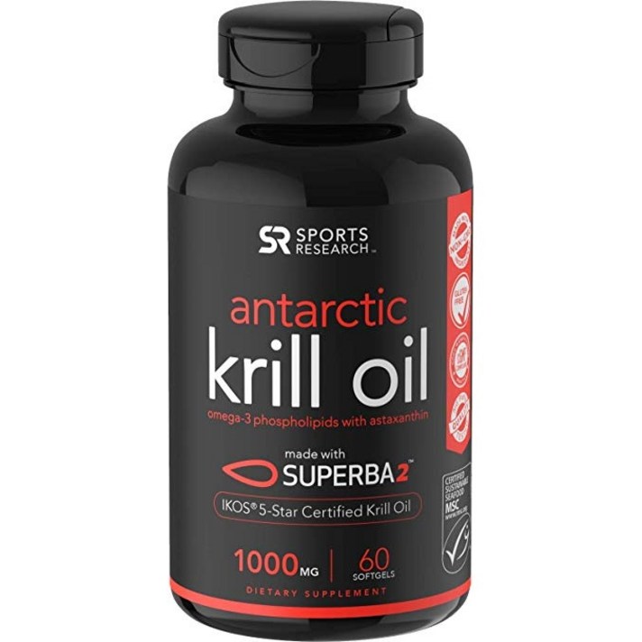 스포츠리서치 앤타크틱 크릴 오일 1000mg 소프트젤, 60개입, 1개