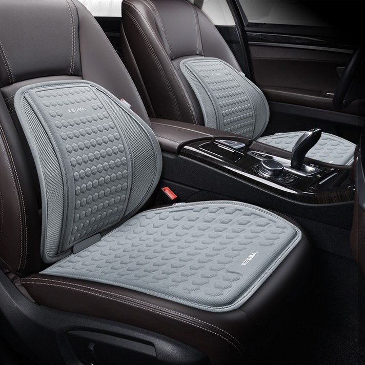 파파무니 여름 3D 에어 쿨링 젤 아이스 인체공학 허리보호 등받이 시트커버 자동차 방석세트, 1세트, 그레이 앞좌석