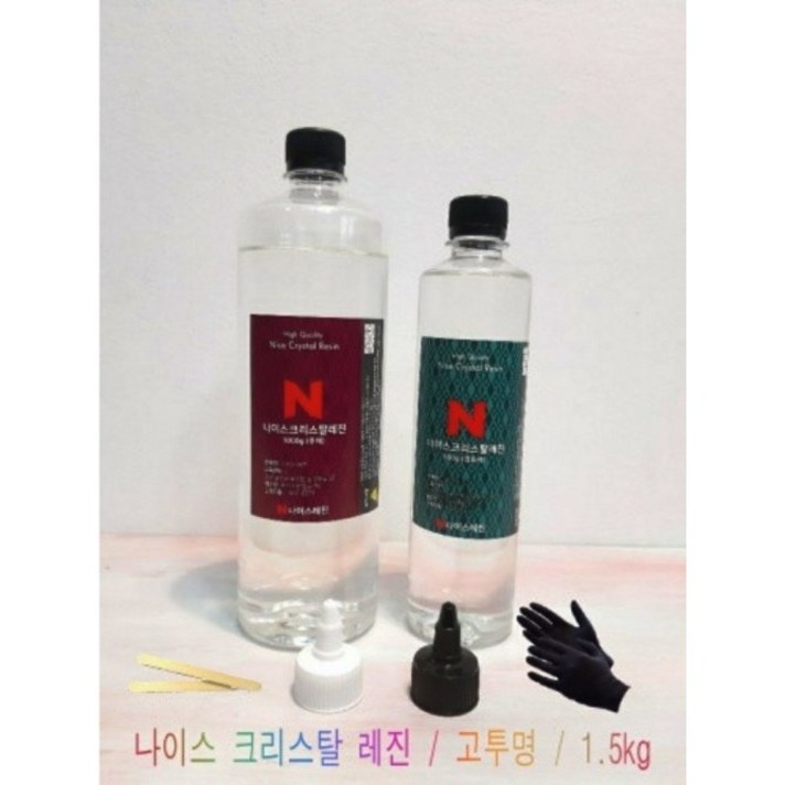 크리스탈 에폭시 나이스 레진 1500g세트(주제+경화제) 선물증정 사용설명서, 크리스탈레진1.5kg(주제+경화제)