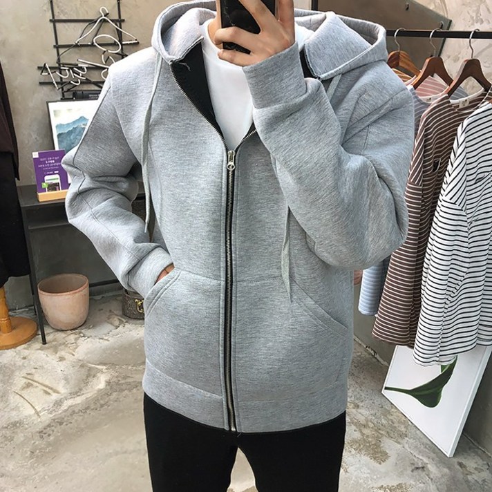 용된다 4컬러 남자 봄 오버핏 네오프렌 후드집업