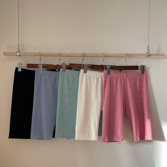 워터링 테리 골지 컬러 바이커쇼츠 여성 5부 스판레깅스 에슬레저 쇼츠 요가룩 데일리룩 국내생산 밴딩반바지