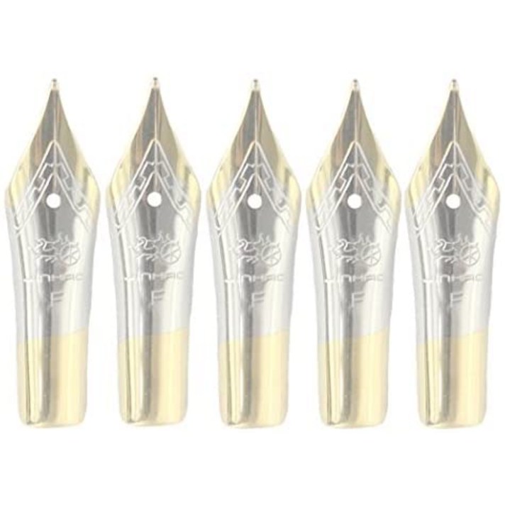 [해외직구]Gullor 5PCS 만년필 펜촉 Jinhao 2503015005099880290095000 Gold Fine Nib, 1개, One Color