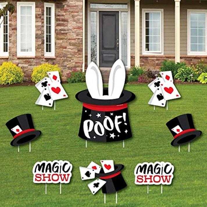 Happy Big Dot Ta-Da Magic Show-Yard Sign and Outdoor Lawn Decoration-Magic Birthday Party Yard Sign-Set of 8, 본상품