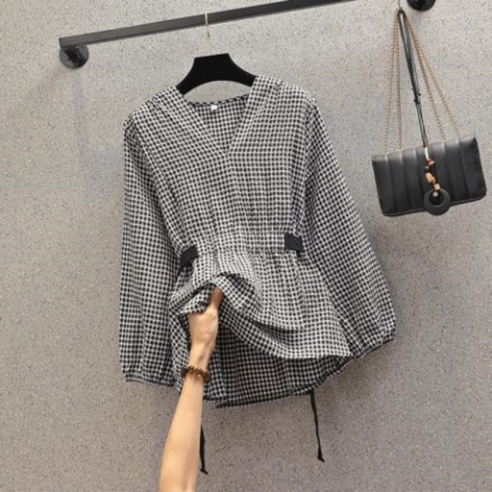 [하이걸스] 여성 데일리 허리 밴딩 블라우스