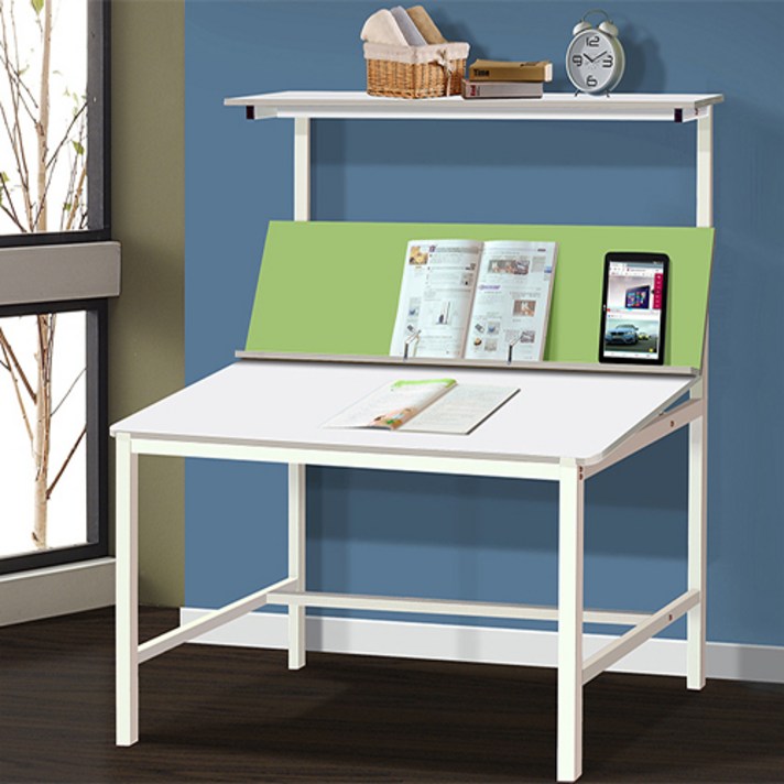 썬라이프 아이와3 선반형 900 초등학생 중학생 고등학생 성인 각도조절 공부책상, 화이트그린