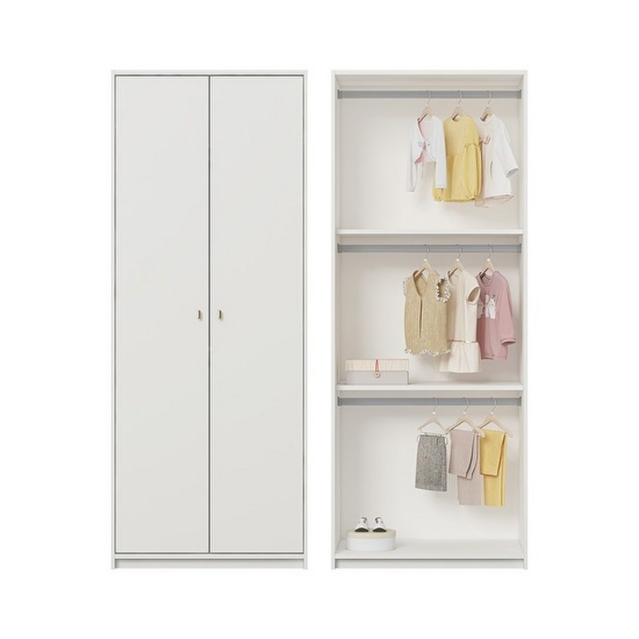 한샘 보나 주니어 옷장 80cm 일반형 3단행거, 컬러:크림화이트(A)