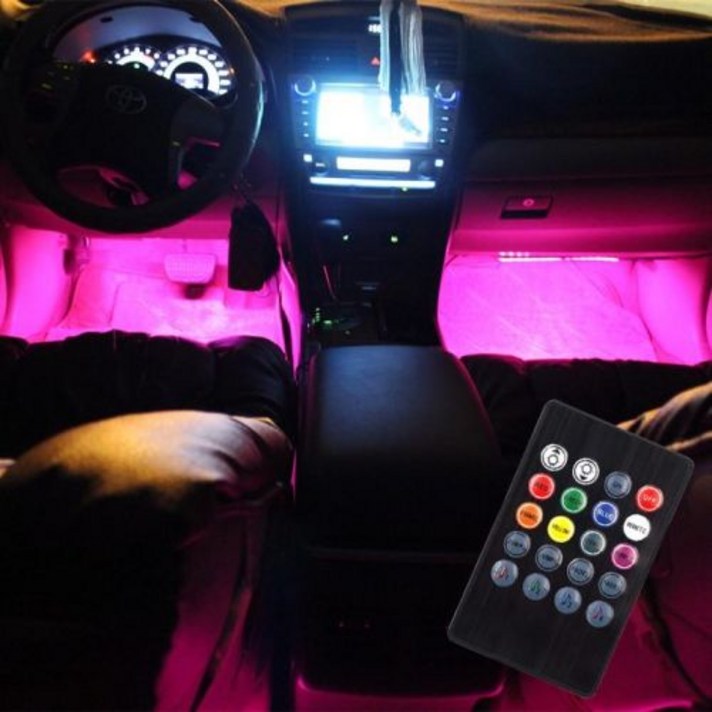 램프튜닝 자동차 실내등 풋등 LED바 무드등 제2세대 HID RGB 자동차부품 네온, BLT01-제2세대RGB컬러-4바