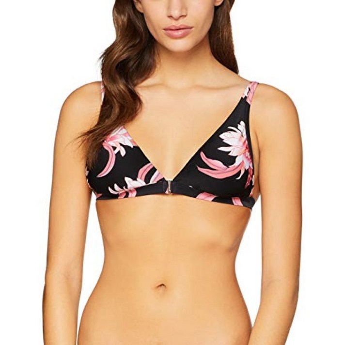 Seafolly Women 's Desert Flower Fixed Longline Tri Bikini Top Black 40 (Manufacturer Size : 14), 단일옵션