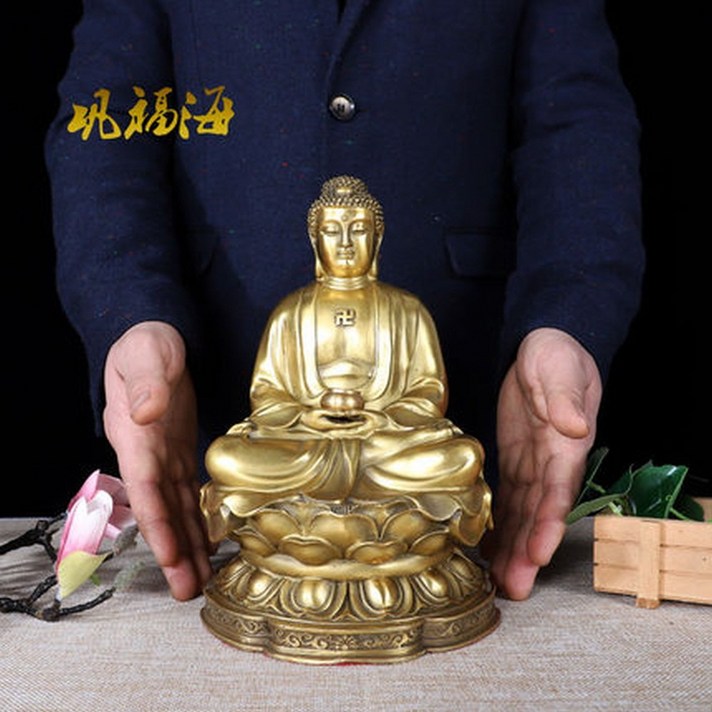 부처님 청동 장식품 가정용 가구의 구리 불상 순수 8 인치 25cm 높은