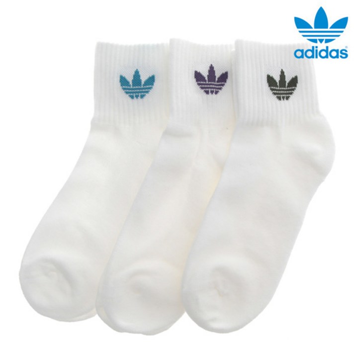 아디다스 미드 앵클 삭스 3PP (GD3572), 블루+퍼플+카키