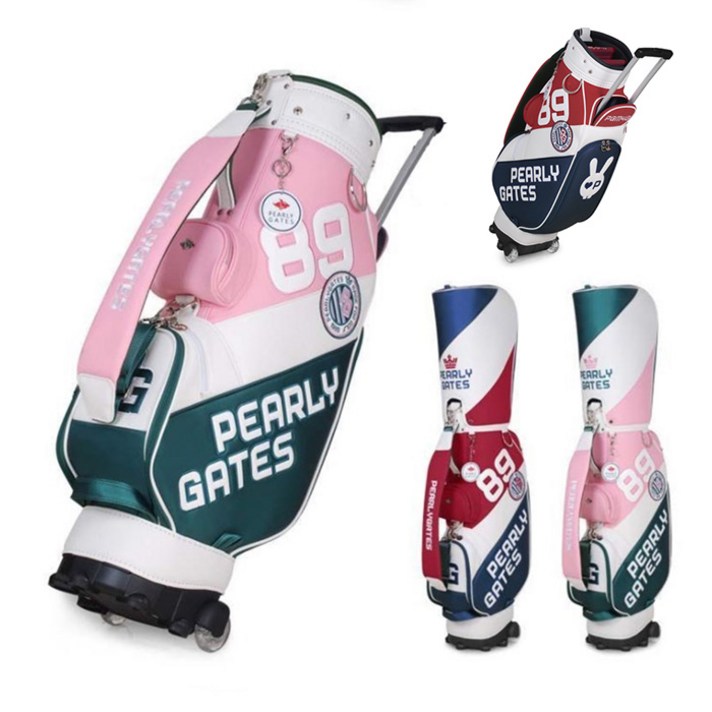 여성 캐디백 골프가방 화이트 바퀴 골프백, 레드