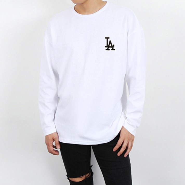스타토리 LA 엠보 자수 긴팔티 빅사이즈 큰옷 남자티 L~5XL 긴팔 티셔츠