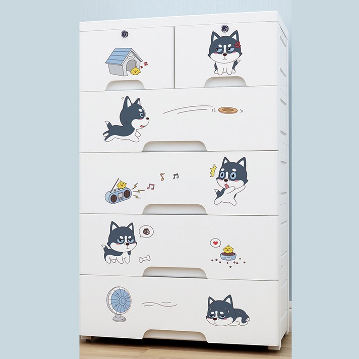 LOVE HOUSE 키즈 캐릭터 서랍식 옷장 H021, 3층, 옵션F 60cm