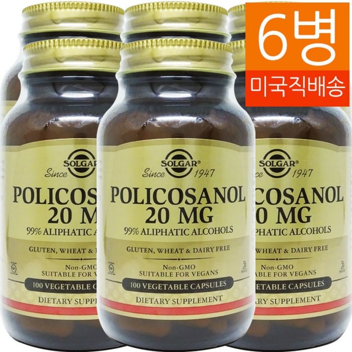 Solgar 6병 폴리코사놀 Policosanol 20mg 100정