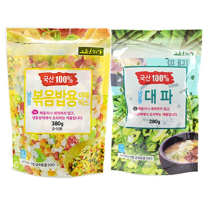 국내산 냉동 볶음밥용 야채믹스 380g + 국내산 냉동 대파 280g