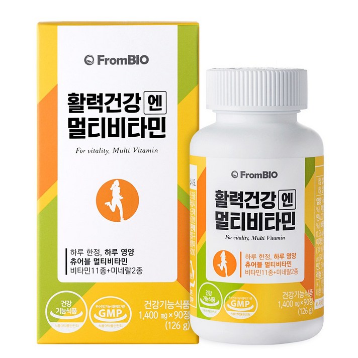 프롬바이오 활력건강엔 멀티비타민 츄어블, 1400mg, 90정, 1병