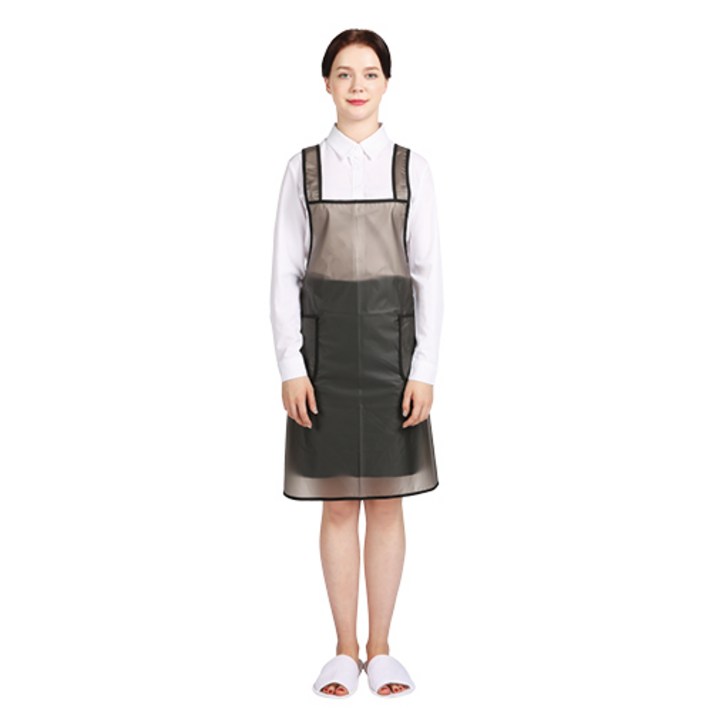 웰프런 우레탄 방수앞치마 검정파이핑 소, 반투명 블랙, 1개