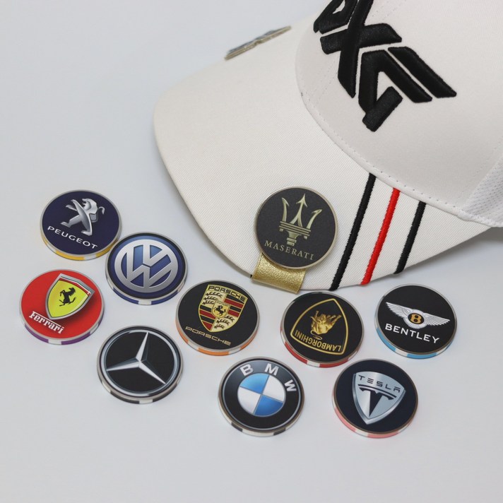 [더블이글] 양면 수입차 엠블럼 칩 골프 볼마커 10개, 1세트 10개