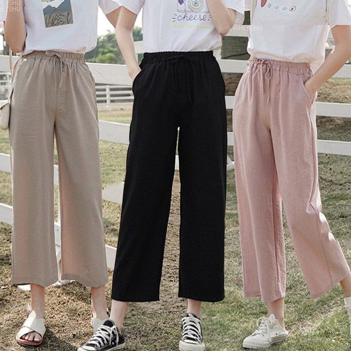 밴딩 린넨 와이드 통바지 여자 여름 여성 팬츠 바지