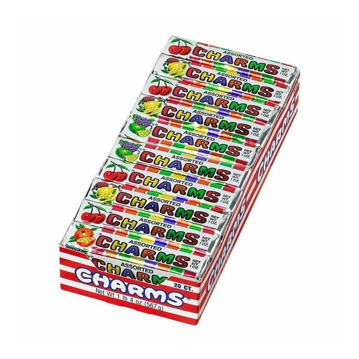 Charms Squares Assorted Fruit Flavors 참스 사각 사탕 여러가지 과일 맛 추억 1oz 20개