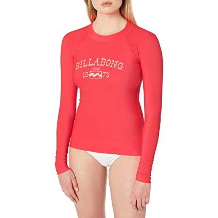 BILLABONG 여성용 코어 퍼포먼스 핏 긴팔 수영 래쉬 가드 호라이즌 레드 S