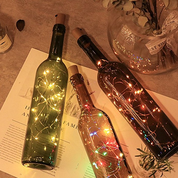 배키샵 LED와이어 코르크 전구 감성 조명 빈병 미니전구, 웜화이트10구