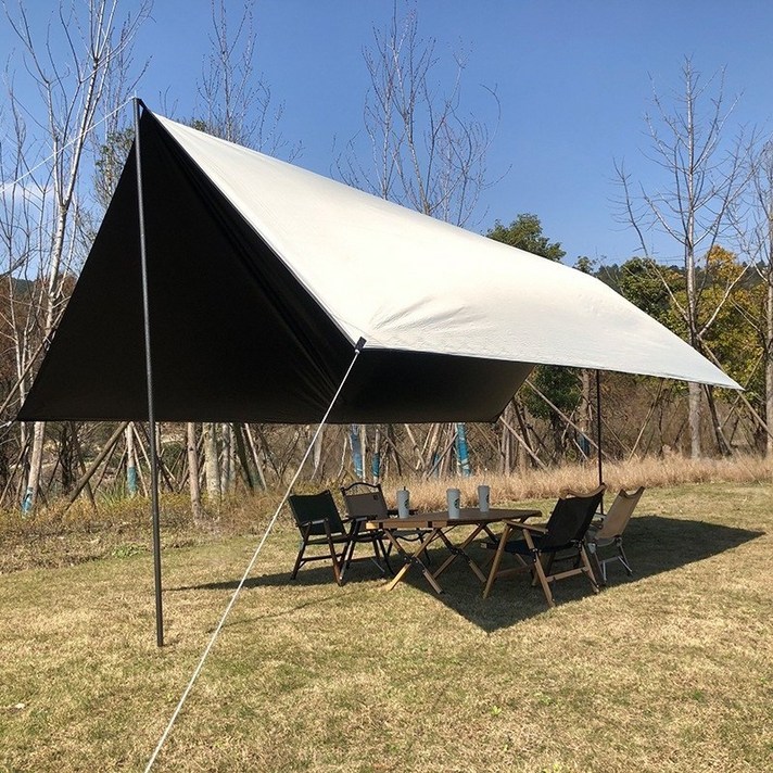 크크캠프 옥스퍼드 원단 방수 블랙코팅 타프, 베이지블랙코팅