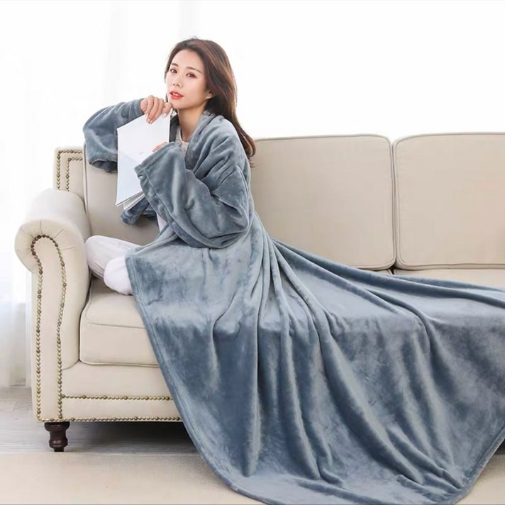 극세사소매담요 쇼파블랭킷 대형 밍크입는담요 (MF1720eA), 블루