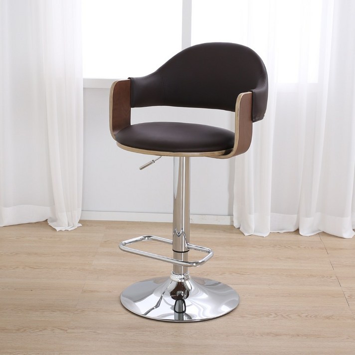 위드퍼니처 첼로아철재빠텐의자 홈바의자, 첼로아철재빠 -솔리드월넛