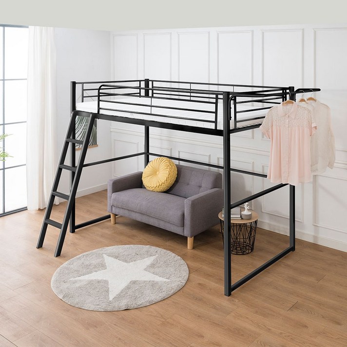 미코퍼니처 비앙카 철제 벙커침대 슈퍼싱글 프레임(매트미포함), 블랙