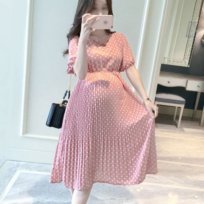 마더라이크 임부복 도트쉬폰원피스 1663 빅사이즈 하객 임산부 옷
