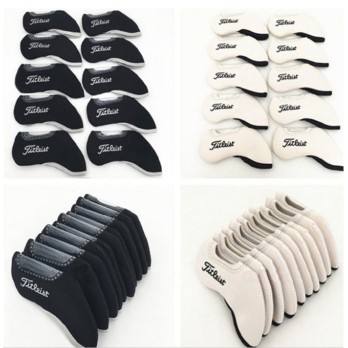 골프 아이언 커버 세트(10pcs) 골프채 헤드 커버 블랙 화이트