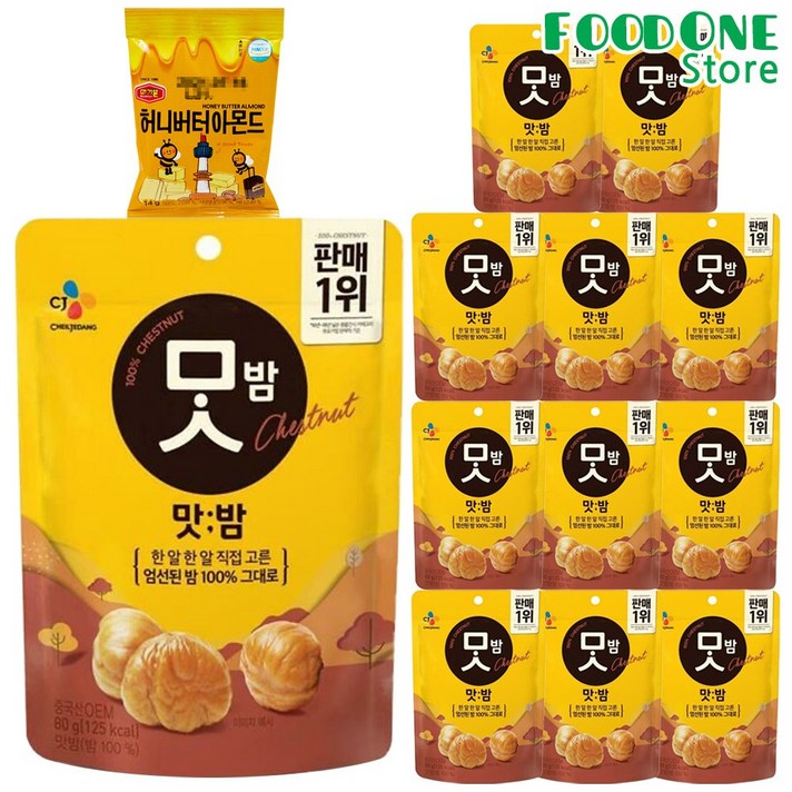 [푸드원스토어] 맛밤 80g x 12개 + 머거본 아몬드 1개, 1세트