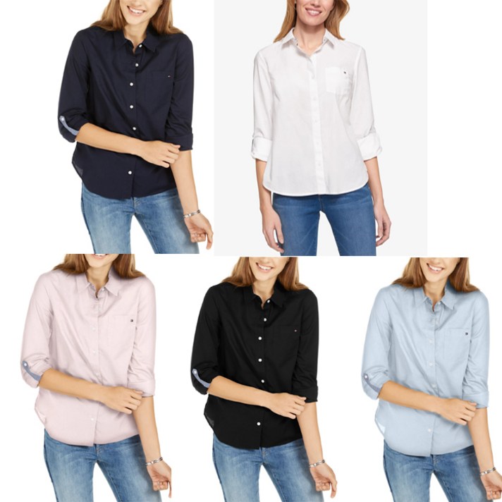 타미힐피거 여성 셔츠 5컬러 Roll-Tab Button-Up Shirt