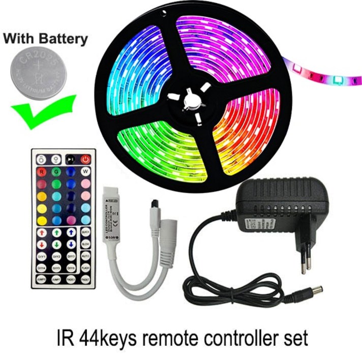 5 메터 10 메터 15 메터 LED 스트립 RGB 5050 SMD 유연한 리본 fita led 라이트 스트립 RGB 테이프 다이오, 01 Non waterproof_01 5M Full Set, 03 IR44key With battery