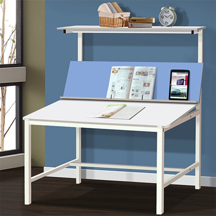 썬라이프 아이와3 선반형 900 초등학생 중학생 고등학생 성인 각도조절 공부책상, 화이트블루