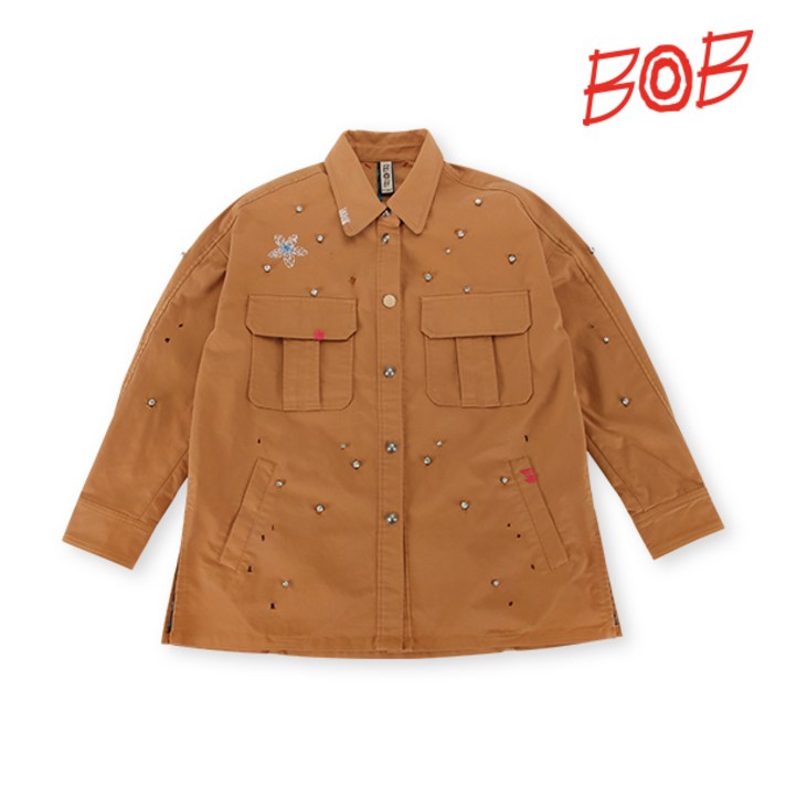 비오비 BOB 여성 큐빅 야상 셔츠스타일 점퍼 - WBM2JP510_BE