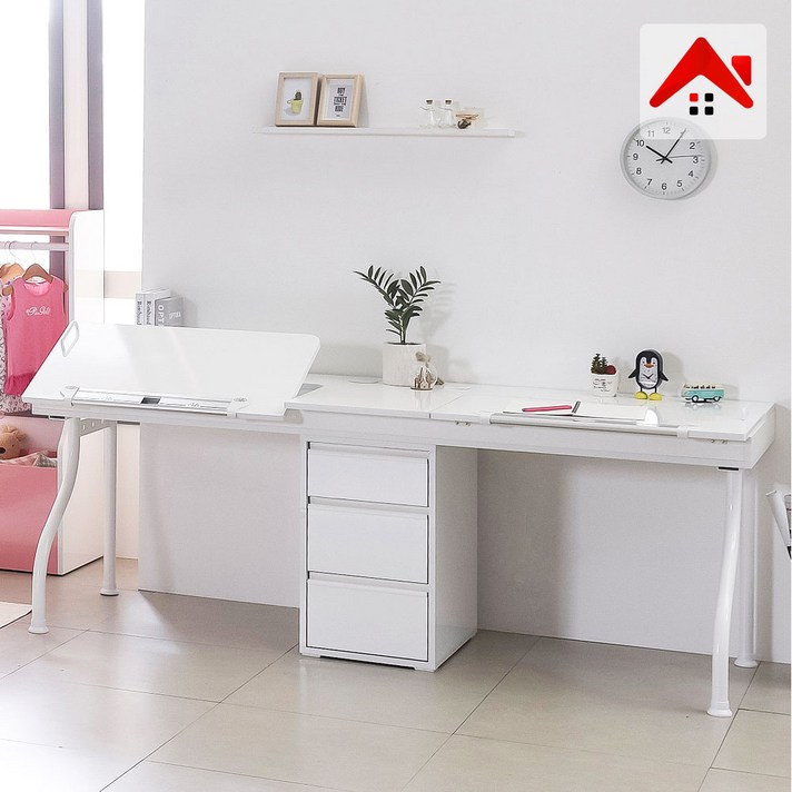 도노코코 도로시 2인용 각도조절 책상 USB매립, 화이트